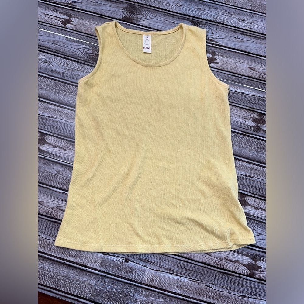 Chalet Sleeveless Tank‎ Top Womens Small Yellow Made USA Knit